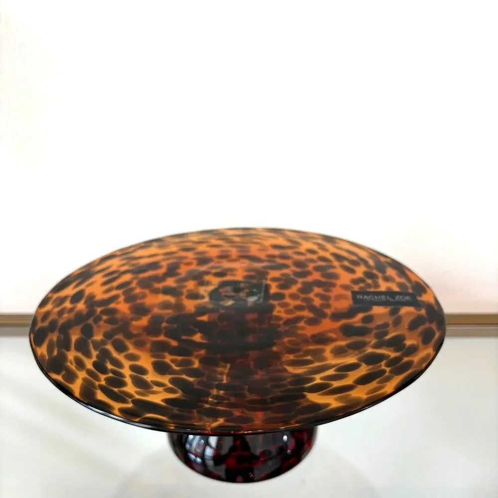 Rachel Zoe Tortoise Glass Footed Cake Stand 10in NEW